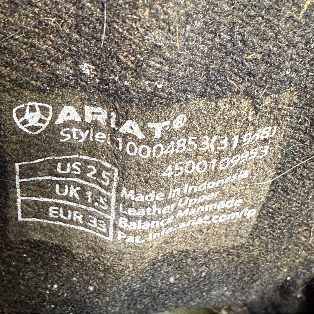 ARIAT BOYS' QUICKDRAW WESTERN BOOTS - SQUARE TOE size 2.5 - Picture 9 of 10